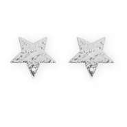 Rostfreier Edelstahl Schmuckzubeh&ouml;r Ohrringe / Ohrstecker Stern mit &Ouml;se Silver