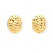 Rostfreier Edelstahl Schmuckzubeh&ouml;r Ohrringe / Ohrstecker Oval mit &Ouml;se Gold