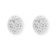Rostfreier Edelstahl Schmuckzubeh&ouml;r Ohrringe / Ohrstecker Oval mit &Ouml;se Silver