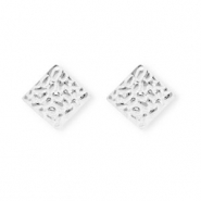 Rostfreier Edelstahl Schmuckzubeh&ouml;r Ohrringe / Ohrstecker Viereck mit &Ouml;se Silver