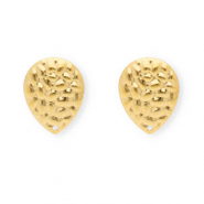 Rostfreier Edelstahl Schmuckzubeh&ouml;r Ohrringe / Ohrstecker Tropfenform mit &Ouml;se Gold