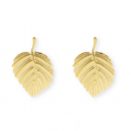 Stainless Steel - Rostfrei Stahl Schmuckzubeh&ouml;r Ohrringe&nbsp;/&nbsp;Ohrstecker Blatt mit &Ouml;se Gold