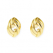 Stainless Steel - Rostfrei Stahl Schmuckzubeh&ouml;r Ohrringe&nbsp;/&nbsp;Ohrstecker Oval mit &Ouml;se Gold