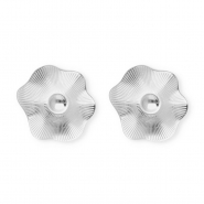 Stainless Steel - Rostfrei Stahl Schmuckzubeh&ouml;r Ohrringe&nbsp;/&nbsp;Ohrstecker Blume mit &Ouml;se Silver