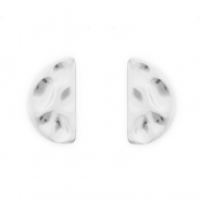 Stainless Steel - Rostfrei Stahl Schmuckzubeh&ouml;r Ohrringe&nbsp;/&nbsp;Ohrstecker Halbrund mit &Ouml;se Silver