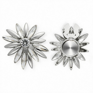 Knopfabdeckung Blume Silver-crystal