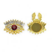 Knopfabdeckung Auge mit Strass und Imitation Perlen Gold-red-crystal-white