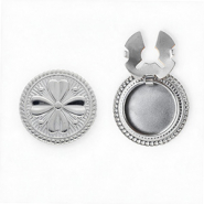 Knopfabdeckung aus rostfreiem Edelstahl Rund mit Kleeblatt Silver