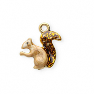 Anhänger aus rostfreiem Edelstahl mit Enamel, Eichhörnchen Gold-brown