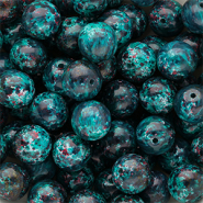 12 mm Glasperlen Multicolour teal