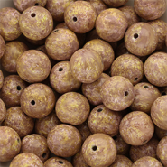 12 mm Glasperlen Light brown-yellow-white