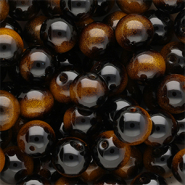 12 mm Glasperlen Black-amber yellow