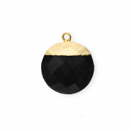 Naturstein Anh&auml;nger Chalcedon Rund Black-gold