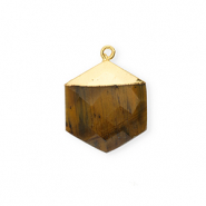 Naturstein Anh&auml;nger Tigerauge Hexagon Golden brown-gold