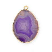 Naturstein Anh&auml;nger Achat White-purple-gold