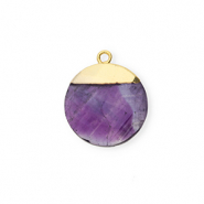 Naturstein Anh&auml;nger Amethyst Rund Purple-gold