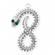 Anh&auml;nger aus rostfreiem Edelstahl mit Strass, Unendlichkeit / Schlange Silver-crystal-green