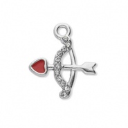 Anh&auml;nger aus rostfreiem Edelstahl mit Strass, Pfeil und Bogen Silver-crystal-red
