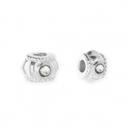 Stainless Steel - Rostfrei Stahl Perlen Spacer mit Strass 6 mm Silver-crystal
