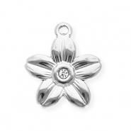 Anh&auml;nger aus rostfreiem Edelstahl mit Strass, Blume Silver-crystal