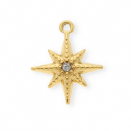 Anh&auml;nger aus rostfreiem Edelstahl mit Strass, Stern Gold-crystal