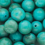 14 mm Acrylperlen Rund Turquoise blue-brown-white marble