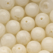 14 mm Acrylperlen Rund Off white-white marble