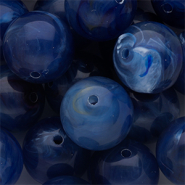 18 mm Acrylperlen Rund Dark blue-multicolour-white marble