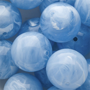 24 mm Acrylperlen Rund Light blue-white marble