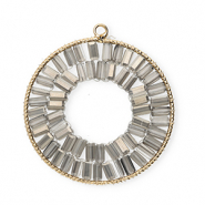 Top Facett Anhänger Rund Gold-grey