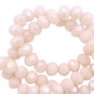 Top Glas Facett Perlen 4x3mm rondellen Pristine beige-pearl shine coating