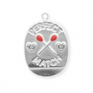 Anh&auml;nger aus rostfreiem Edelstahl, Oval "perfect match" Silver-red