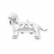 Anh&auml;nger aus rostfreiem Edelstahl, Dackel mit Schleife Silver