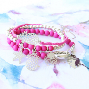 Schmucksets Bohemian Anhänger mit Acryl Perlen und DQ Metall