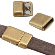 DQ Metall Magnetverschluss (f&uuml;r Leder flach 10mm) Antik bronze (Nickelfrei)