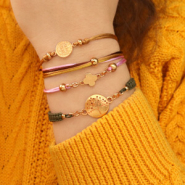 Schmucksets Trendy Armbänder mit Macramé Band und Wachskordel