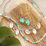 Schmucksets Sommerliche Ketten und Ohrringe mit Resin Kauri Muscheln