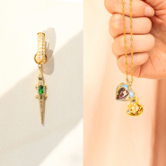 Schmucksets Design trifft Fantasie: Schmuckkreationen mit Messing-Anhaengern und Medaillons