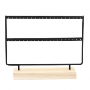 Schmuckdisplay Ohrringe doppel Metall mit Holz St&auml;nder Black