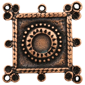 Metall Anh&auml;nger TQ viereckig mit Fassung f&uuml;r Swarovski PP32 Kupfer (nickelfrei)