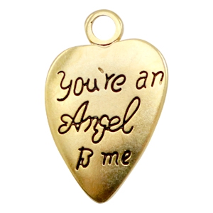 Metall Anh&auml;nger TQ Herz "You're an Angel to me" Gold (nickelfrei)