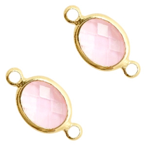 Kristallglas Zwischenst&uuml;cke oval 10x9mm Pink crystal-gold