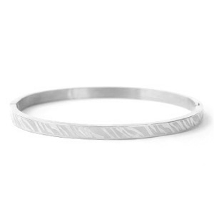 Armb&auml;nder aus Stainless Steel - Rostfreiem Stahl Zebra Print Silber