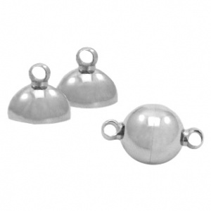 Stainless Steel - Rostfrei Stahl Schmuckzubeh&ouml;r Magnetverschluss Ball 10mm Antik silber
