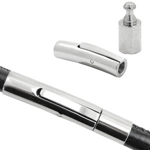 Stainless Steel - Rostfrei Stahl Schmuckzubeh&ouml;r Klickverschlusss &Oslash;4mm Antik silber