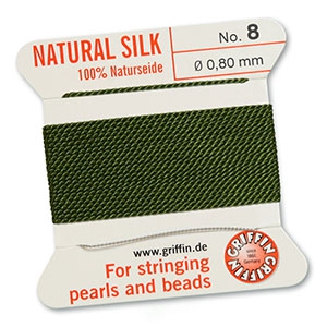 Griffin bead cord natural silk &Oslash;0.8mm Olive