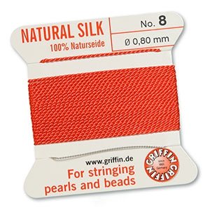 Griffin bead cord natural silk &Oslash;0.8mm Coral pink