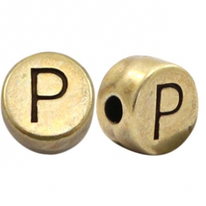 Perlen Buchstabe DQ  P Antik bronze (nickelfrei)