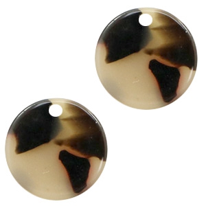 Resin Anh&auml;nger rund 12mm Creme-black