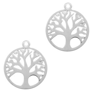 Stainless Steel - Rostfreiem Stahl Anh&auml;nger Tree of Life 14mm Silber